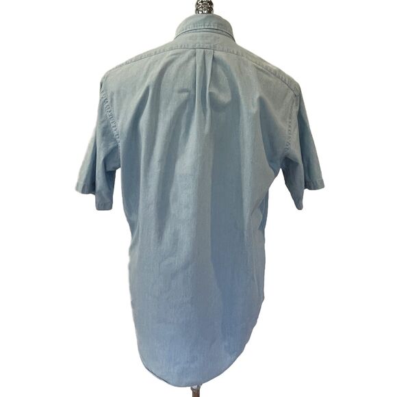 Ralph Lauren Blaire Light Wash Chambray Button Front Shirt Short Sleeves Medium - Picture 3 of 8